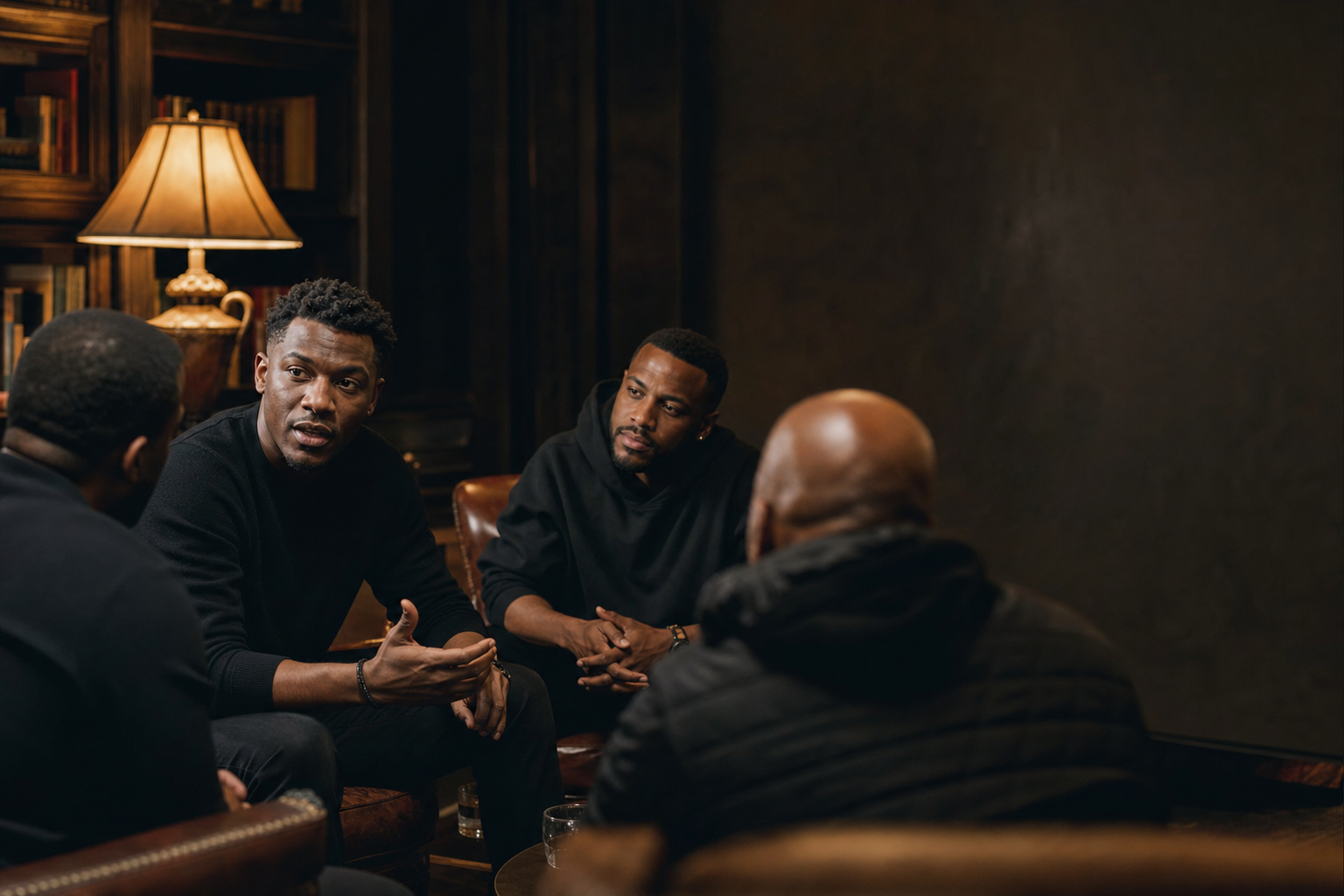 Men gathered in conversation during an Anchored brotherhood circle.